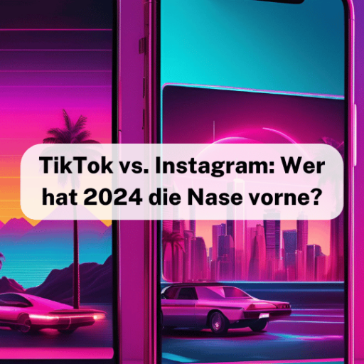 TikTok vs. Instagram: Zwei Handys nebeneinander im Vergleich im Retro Stil