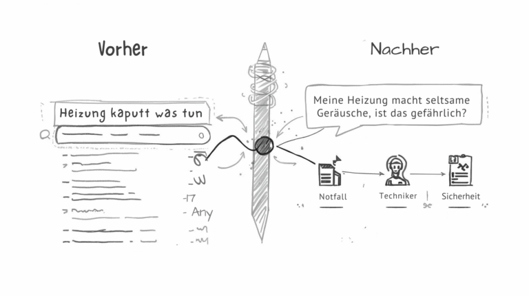 Vergleichsdiagramm zwischen keyword-basierter Suche und moderner intention-basierter KI-Suche mit Analyse von Kontext und Nutzerabsicht